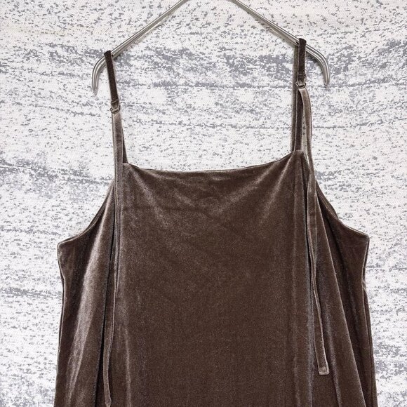 SamMos2 Velour Cami Dress Brown Fall/Winter Flare Long - Picture 4 of 5